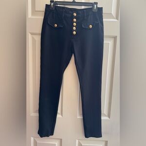 GILIPUR Black w Gold Button Detail Pants Leggings Womens size Large